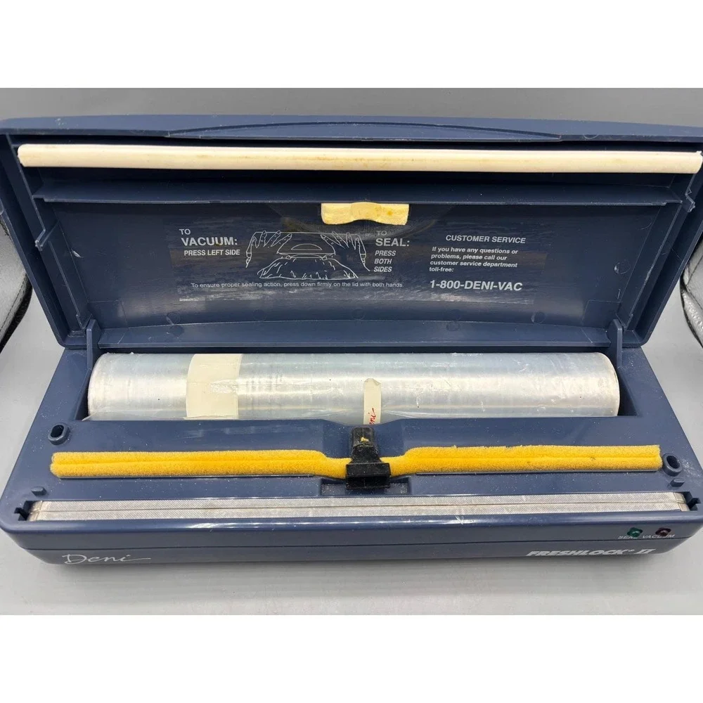 Deni Freshlock II Vacuum Sealer Machine Blue Food‎ Preserver + Box of rolls